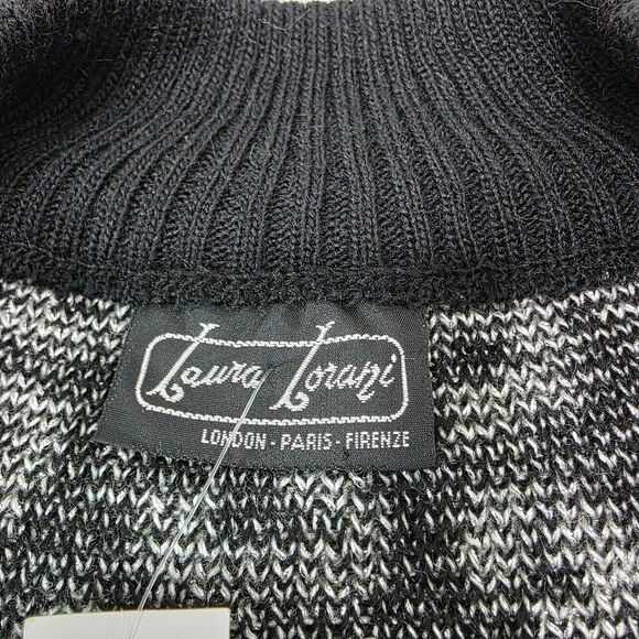 Laura Lorani Sweater Black White Geometric Print Wool Blend Long Sleeve No Size - Picture 7 of 10